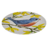 Cute Singing Blue Bird Tree Branch Snijplank (Hoek)