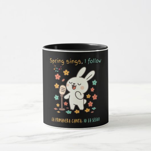 Cute Singing Bunny Spring Mug Mok (Midden)