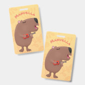 Cute singing capybara ukulele cartoon badge (Voor- en achterkant)