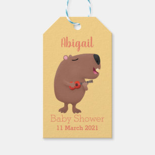 Cute singing capybara ukulele cartoon cadeaulabel