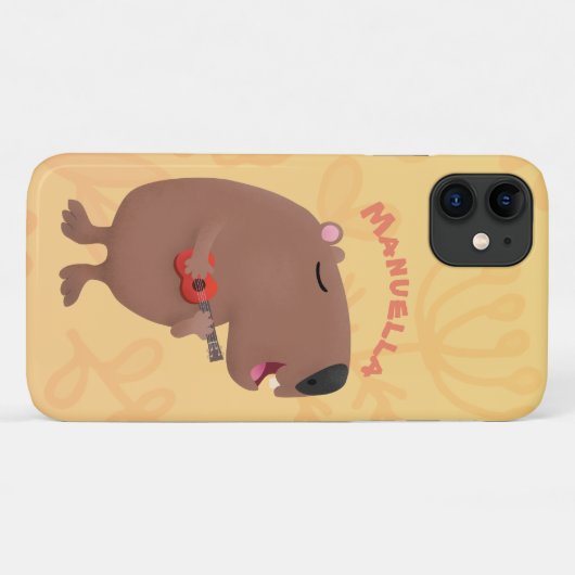 Cute singing capybara ukulele cartoon Case-Mate iPhone case (Achterkant (horizontaal))