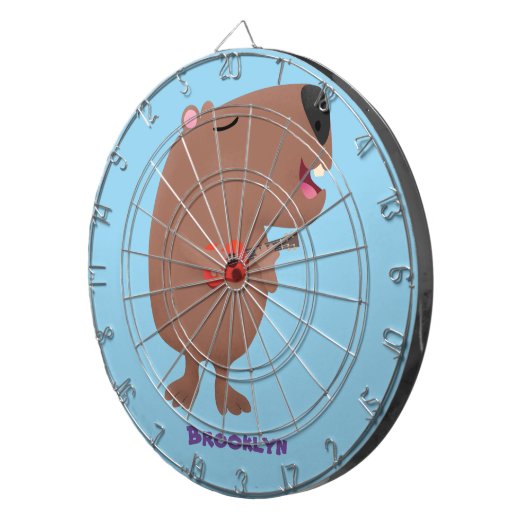 Cute singing capybara ukulele cartoon dartbord (Voorkant Rechts)