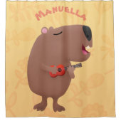 Cute singing capybara ukulele cartoon douchegordijn (Voorkant)