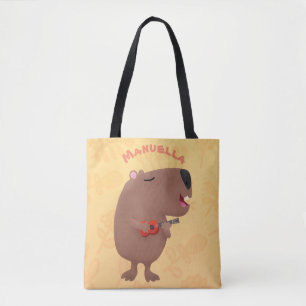 Cute singing capybara ukulele cartoon draagtas