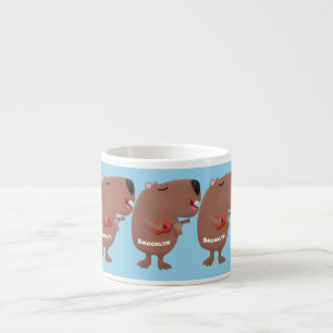 Cute singing capybara ukulele cartoon espresso kop