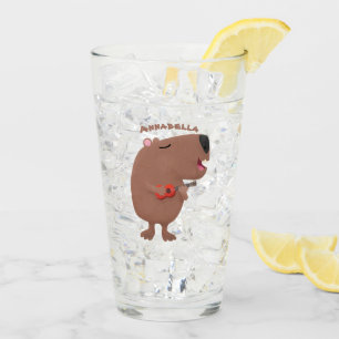 Cute singing capybara ukulele cartoon glas