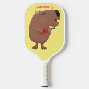 Cute singing capybara ukulele cartoon pickleball paddle