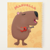 Cute singing capybara ukulele cartoon planner (Achterkant)