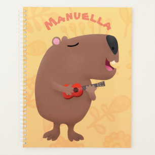 Cute singing capybara ukulele cartoon planner