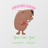 Cute singing capybara ukulele cartoon raamsticker (Vel)