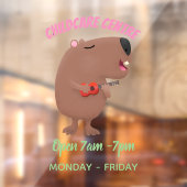 Cute singing capybara ukulele cartoon raamsticker (Vel 2)