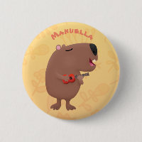 Cute singing capybara ukulele cartoon