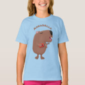Cute singing capybara ukulele cartoon t-shirt (Voorkant)