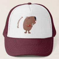 Cute singing capybara ukulele cartoon