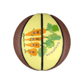 Cute singing carrot cartoon illustratie basketbal (Verticaal)