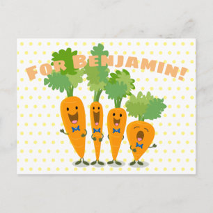Cute singing carrot cartoon illustratie briefkaart