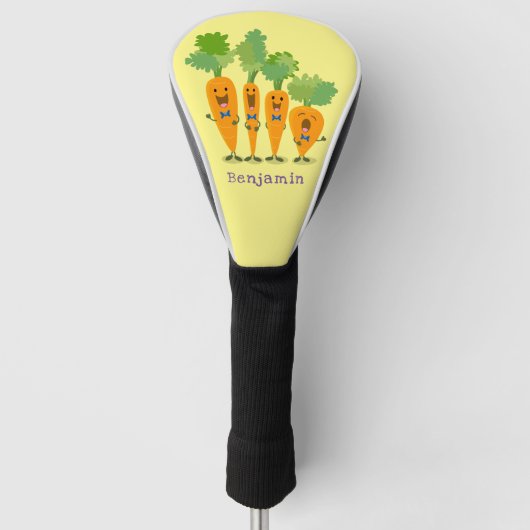 Cute singing carrot cartoon illustratie golfheadcover (Voorkant)