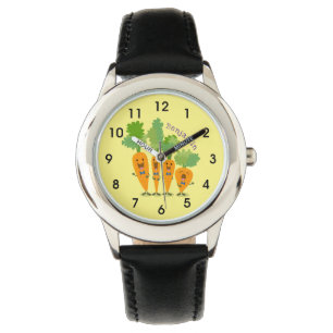 Cute singing carrot cartoon illustratie horloge