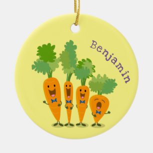 Cute singing carrot cartoon illustratie keramisch ornament