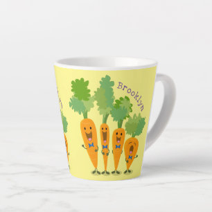 Cute singing carrot cartoon illustratie latte mok