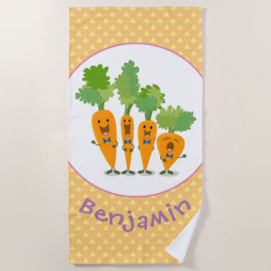Cute singing carrot cartoon illustratie strandlaken