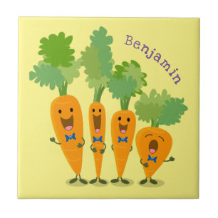 Cute singing carrot cartoon illustratie tegeltje