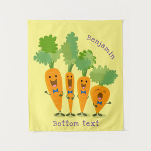 Cute singing carrot cartoon illustratie wandkleed