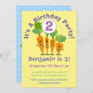 Cute singing carrots cartoon kaart