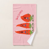 Cute-Singing chili peppers cartoon illustratie Bad Handdoek (Handdoek)