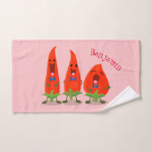 Cute-Singing chili peppers cartoon illustratie Bad Handdoek (Handdoek)