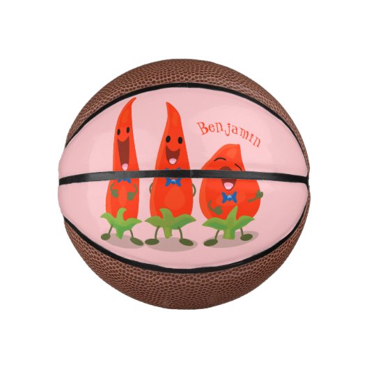 Cute-Singing chili peppers cartoon illustratie Basketbal (Voorkant)