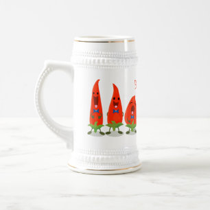Cute-Singing chili peppers cartoon illustratie Bierpul