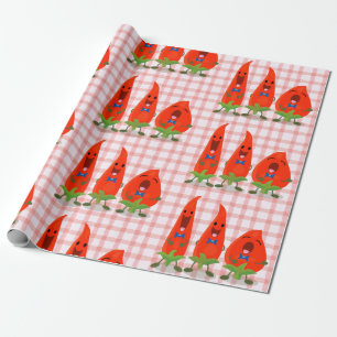 Cute-Singing chili peppers cartoon illustratie Cadeaupapier