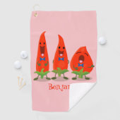 Cute-Singing chili peppers cartoon illustratie Golfhanddoek (Insitu)