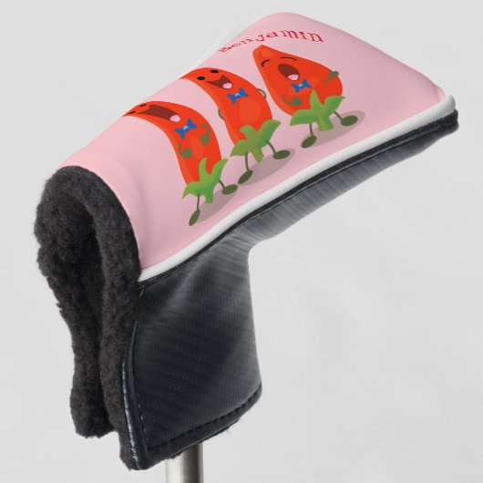 Cute-Singing chili peppers cartoon illustratie Golfheadcover (3/4 voorkant)