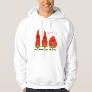 Cute-Singing chili peppers cartoon illustratie Hoodie