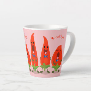 Cute-Singing chili peppers cartoon illustratie Latte Mok
