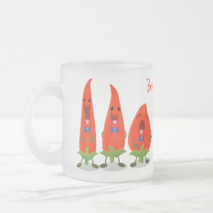 Cute-Singing chili peppers cartoon illustratie Matglas Koffiemok