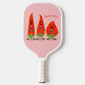 Cute-Singing chili peppers cartoon illustratie Pickleball Paddle (Achterkant)
