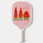 Cute-Singing chili peppers cartoon illustratie Pickleball Paddle (Voorkant)