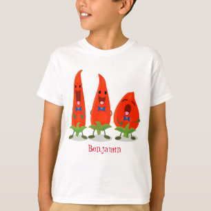 Cute-Singing chili peppers cartoon illustratie T-shirt