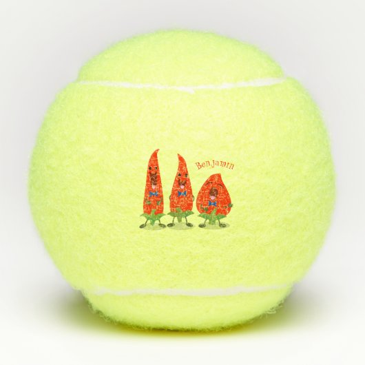 Cute-Singing chili peppers cartoon illustratie Tennisballen (Voorkant)