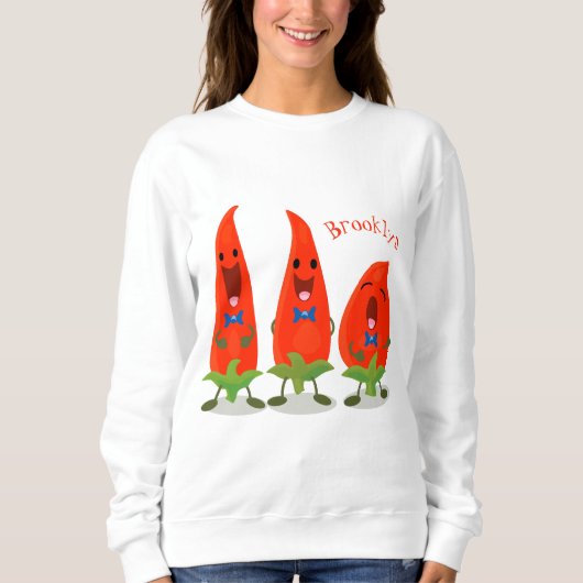 Cute-Singing chili peppers cartoon illustratie Trui (Voorkant)