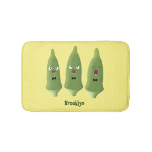 Cute singing okra Plant cartoon Badmat