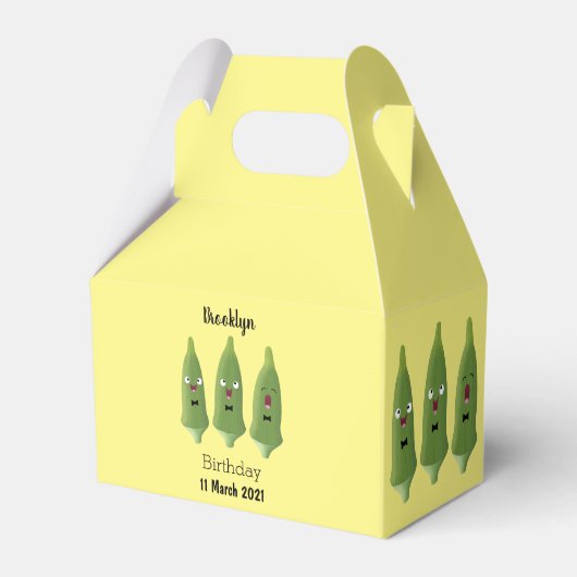 Cute singing okra Plant cartoon Bedankdoosjes (Achterkant)