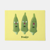 Cute singing okra Plant cartoon Deurmat (Voorkant)
