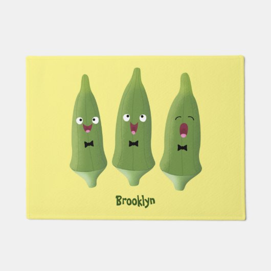 Cute singing okra Plant cartoon Deurmat (Voorkant)