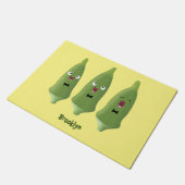 Cute singing okra Plant cartoon Deurmat (Schuin)