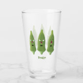 Cute singing okra Plant cartoon Glas (Achterkant)