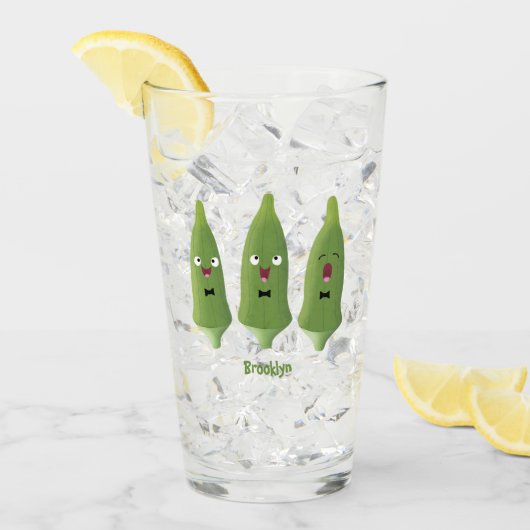 Cute singing okra Plant cartoon Glas (Voorkant ijs)
